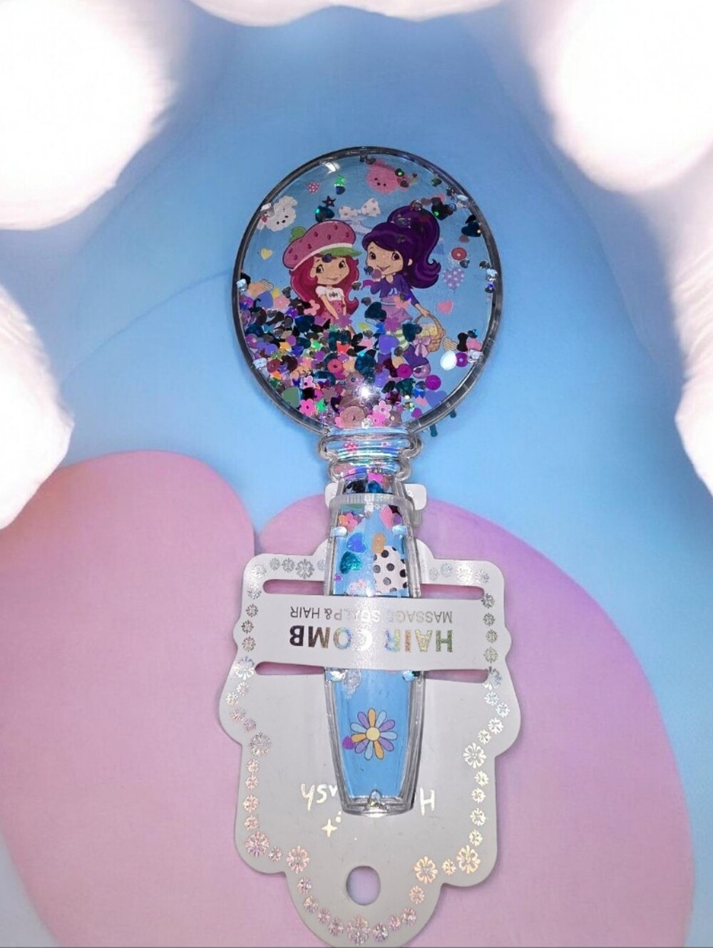 Kids Glitter Handheld Hairbrush - Blue Sparkle Design